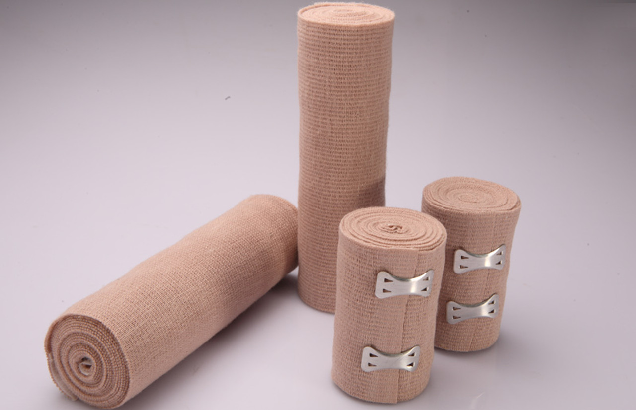 2 Inch Tan Elastic Bandage, Latex Free, 5 Yards Stretched, Self Closure